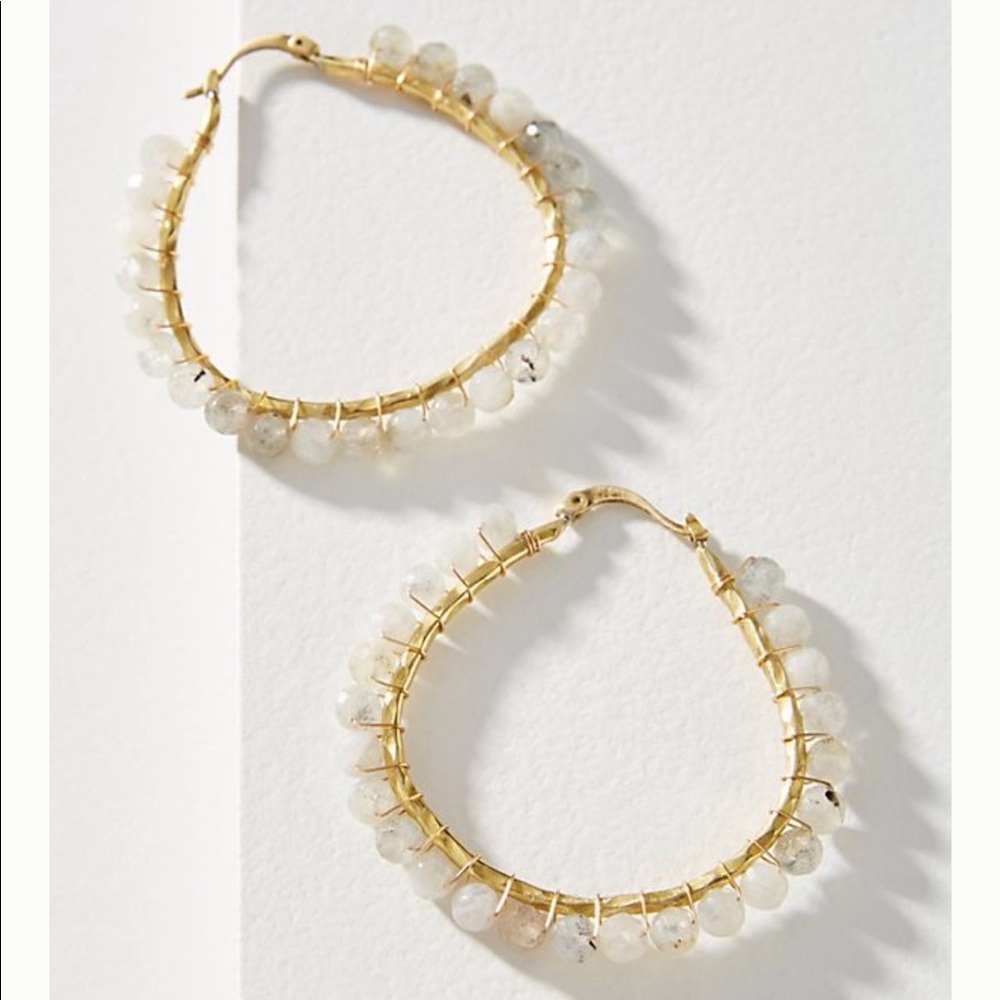 Anthropologie Cleo Bead Hoop Earrings Brand New